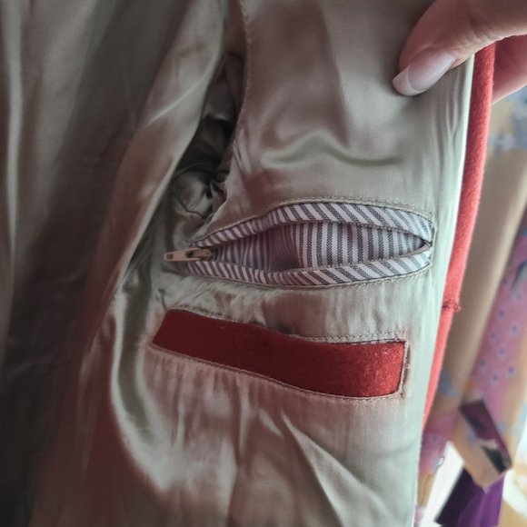 Bob Timberlake Size M Wool Rust Colored Double Breasted Pea Coat - Picture 12 of 16